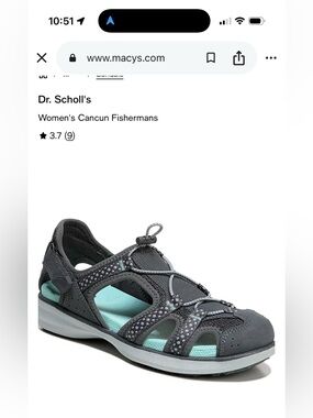 Dr. Scholl's Women's Cancun Fisherman Sandal - Gray with Turquoise Accents